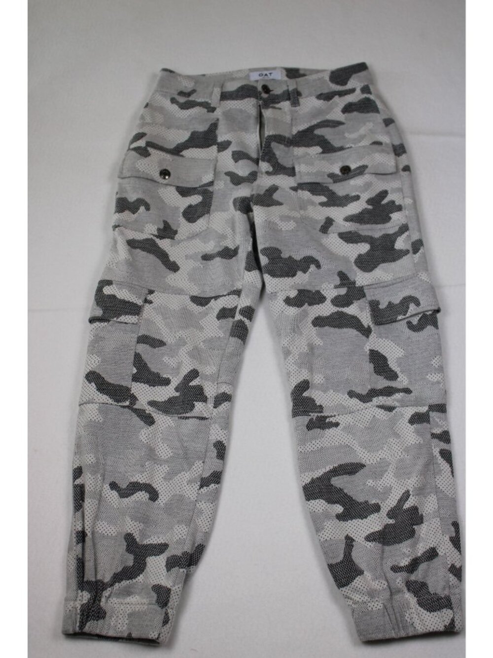 OAT New York Camo Jacquard Knit Pants White Gray Black Camouflage Stretch
